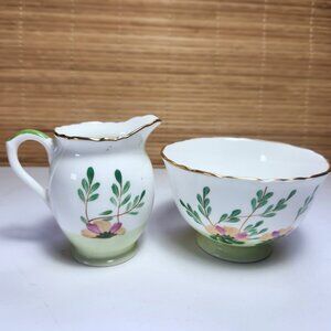 Sutherland Floral Sugar Bowl and Creamer Set Floral Made in England Vintage